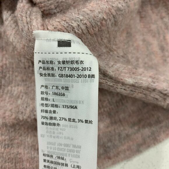 Abercrombie & Fitch Marled Knit Sweater Womens L Large Pink Gray Zip Shoulder - Picture 10 of 12